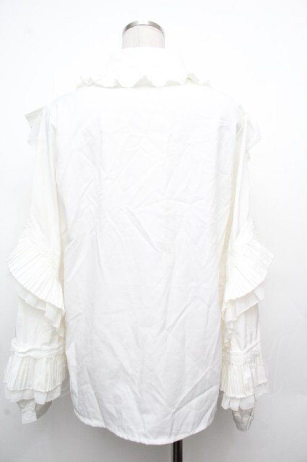 画像2: axes femme purple label / プリーツフリルブラウス  白 S-26-03-23-002-LO-BL-AS-ZS (2)