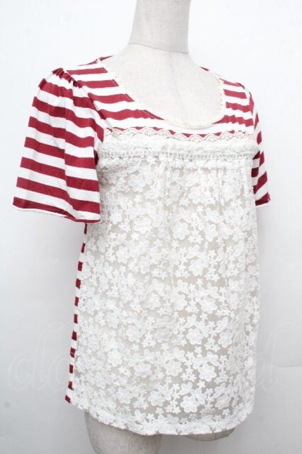 画像3: axes femme / /ボーダーカットソー  赤ｘ白 S-26-03-23-019-AX-TO-AS-ZS (3)