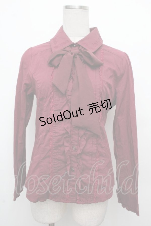 画像1: axes femme / ローズ刺繍フリルブラウス  オフ S-26-03-23-020-AX-BL-AS-ZS (1)