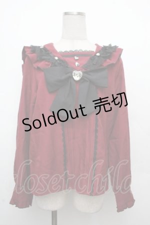 画像: DearMyLove / ハートリボンたっぷりフリルセーラーブラウス  赤 S-26-03-23-021-EL-BL-AS-ZS