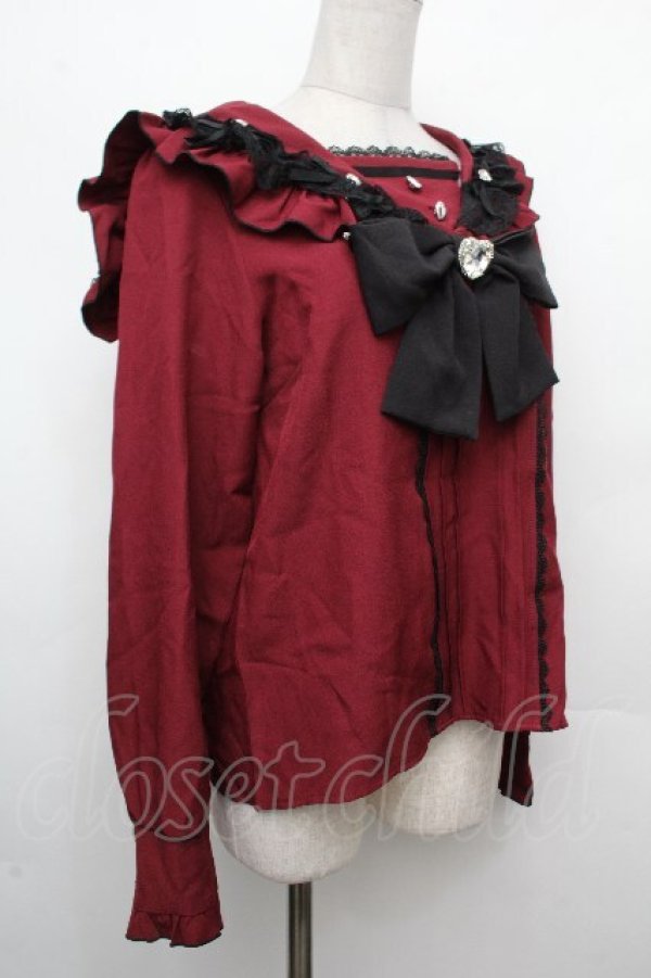 画像3: DearMyLove / ハートリボンたっぷりフリルセーラーブラウス  赤 S-26-03-23-021-EL-BL-AS-ZS (3)