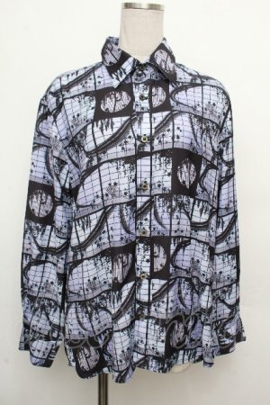 画像: AXES-X / 影絵柄プリントシャツ  パープル S-26-03-23-024-LO-BL-HR-ZS