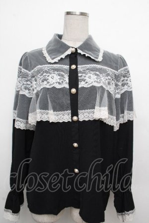 画像: Rojita / レースフリルブラウス  黒ｘ白 S-26-03-23-025-LO-BL-AS-ZS