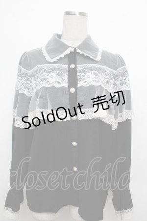 画像: Rojita / レースフリルブラウス  黒ｘ白 S-26-03-23-025-LO-BL-AS-ZS