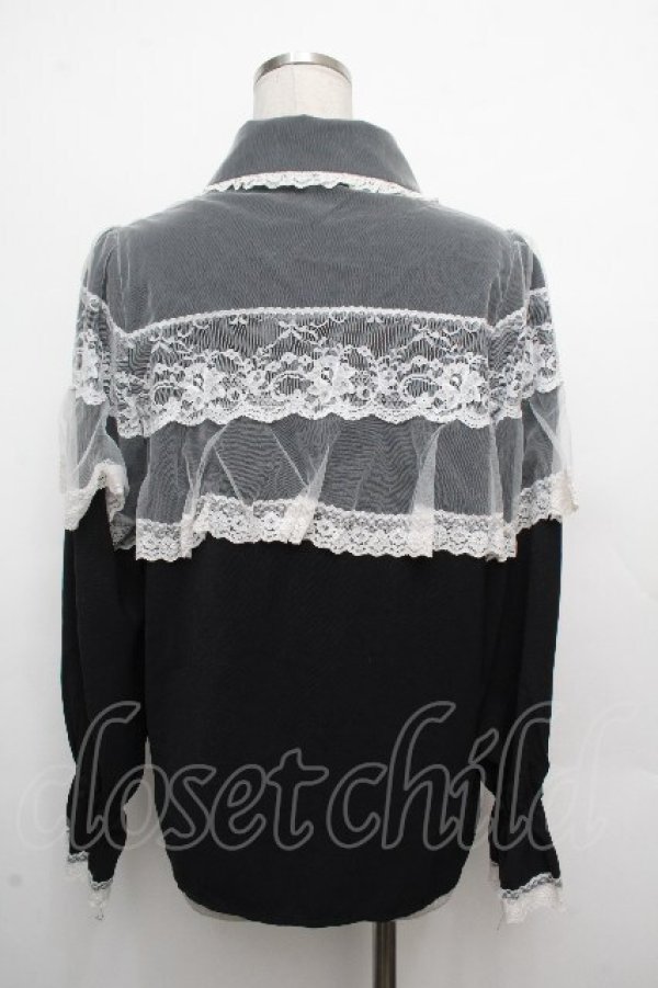 画像2: Rojita / レースフリルブラウス  黒ｘ白 S-26-03-23-025-LO-BL-AS-ZS (2)