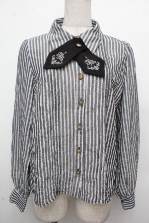 画像: Amavel / ストライプブラウス  グレー S-26-03-23-026-CA-BL-AS-ZS