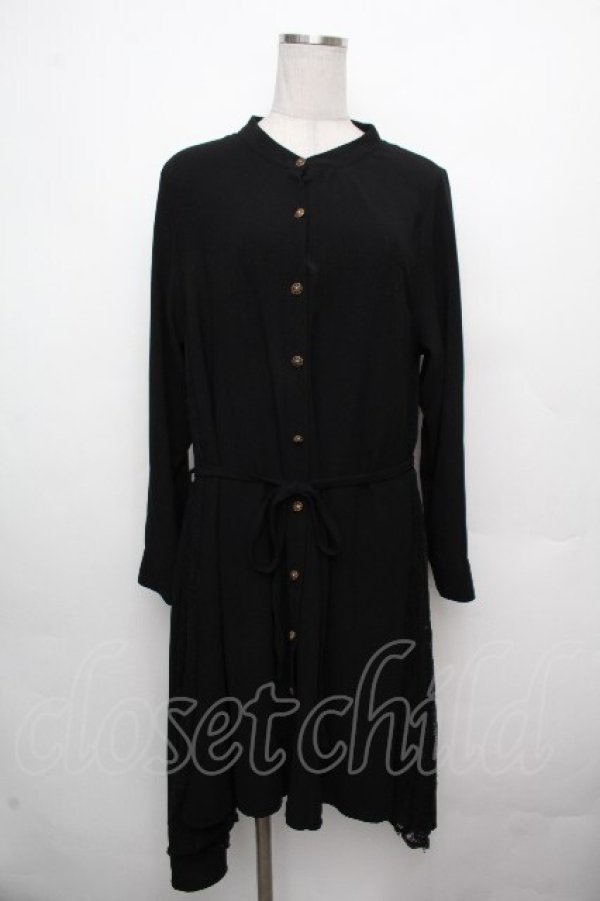 画像1: axes femme / サイドレース切替ワンピース  黒 S-26-03-23-027-AX-BL-AS-ZS (1)