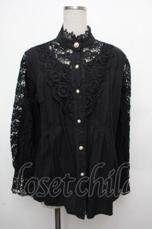 画像: LOLITA / レース切替ブラウス  黒 S-26-03-23-029-LO-TO-AS-ZS