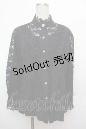 画像: LOLITA / レース切替ブラウス  黒 S-26-03-23-029-LO-TO-AS-ZS