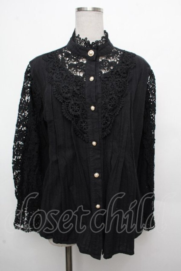 画像1: LOLITA / レース切替ブラウス  黒 S-26-03-23-029-LO-TO-AS-ZS (1)
