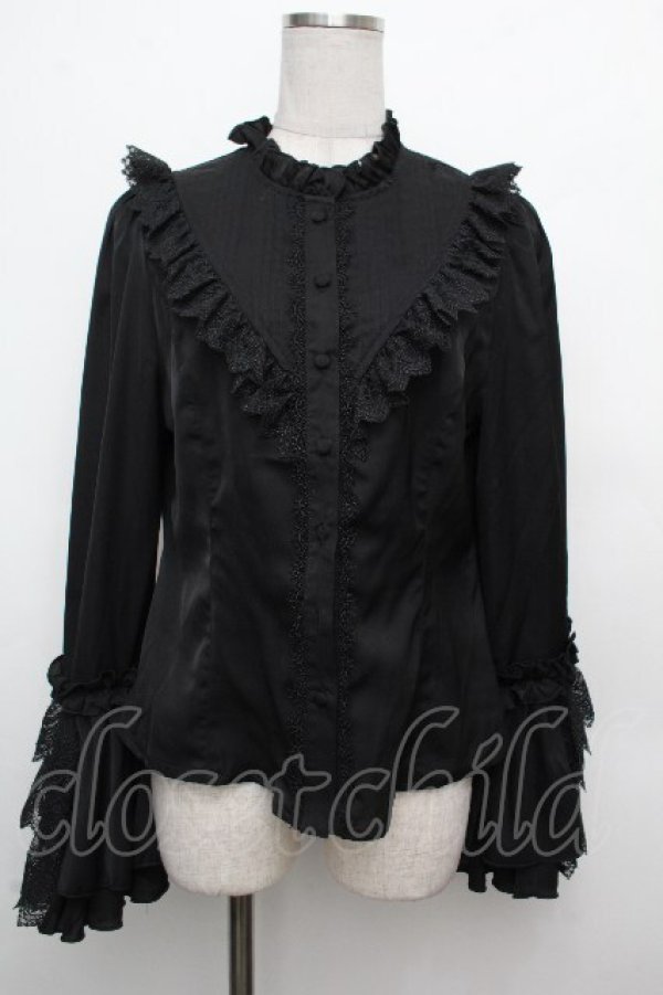 画像1: Hoshibako Works / 星夜の旅　姫袖ブラウス  黒 S-26-03-23-030-LO-BL-AS-ZS (1)