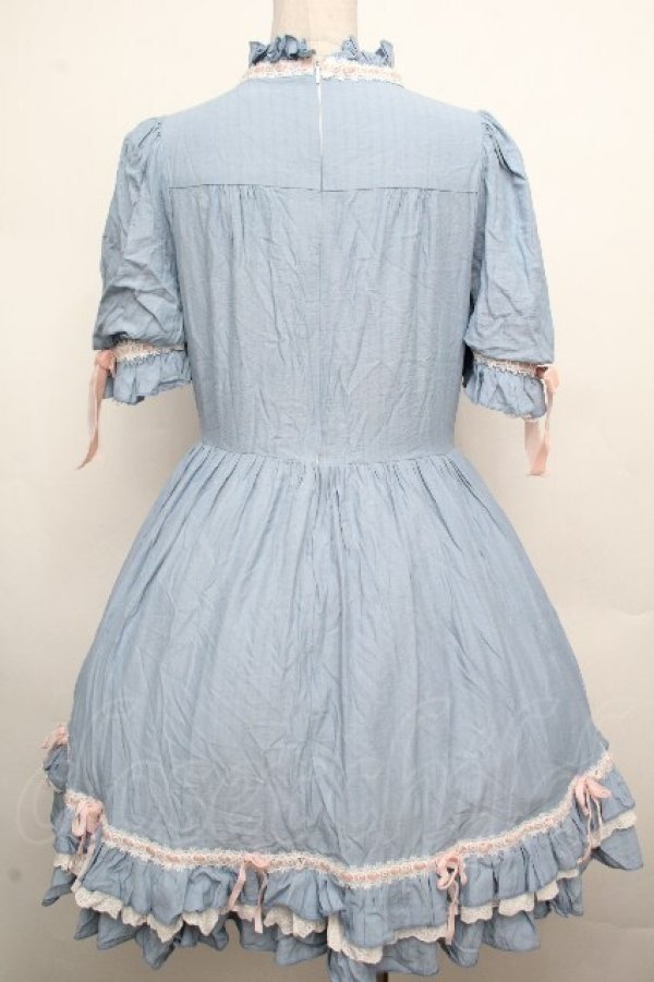 画像2: Hoshibako Works / ベルスーズリボン刺繍ワンピース  サックス S-26-03-23-031-LO-OP-AS-ZS (2)