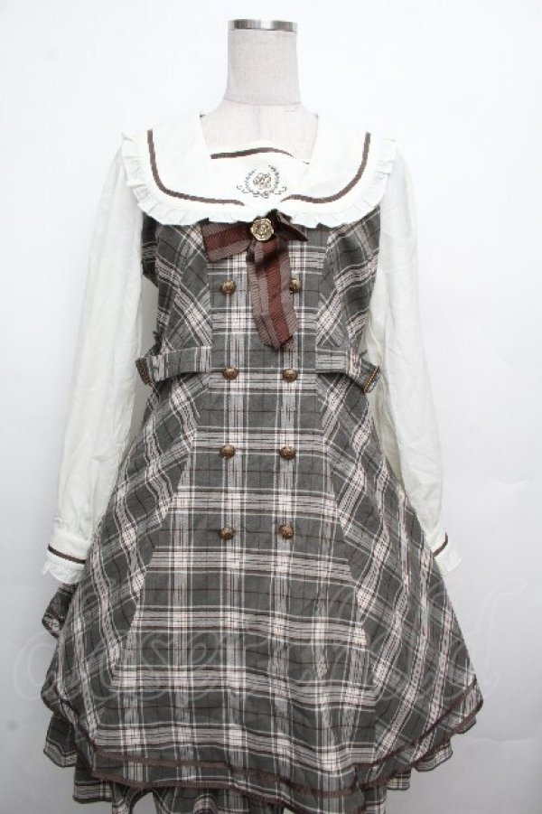 画像1: Amavel / Histoire Emblemフリルセーラーワンピース  オフｘカーキ S-26-03-23-034-CA-OP-HR-ZS (1)