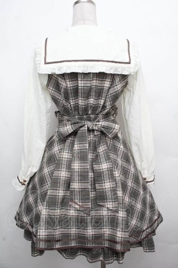 画像2: Amavel / Histoire Emblemフリルセーラーワンピース  オフｘカーキ S-26-03-23-034-CA-OP-HR-ZS (2)