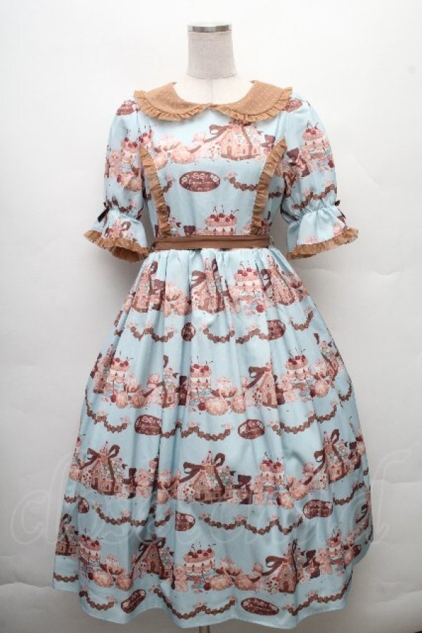 画像1: axes femme kawaii / お菓子の家柄ワンピース  ミント S-26-03-24-001-AX-BL-HR-ZS (1)