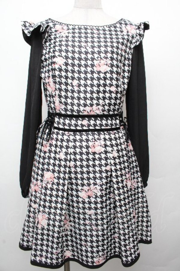 画像1: LIZ LISA / 千鳥花柄ワンピース 0 黒 S-26-03-24-031-LO-OP-SZ-ZS (1)