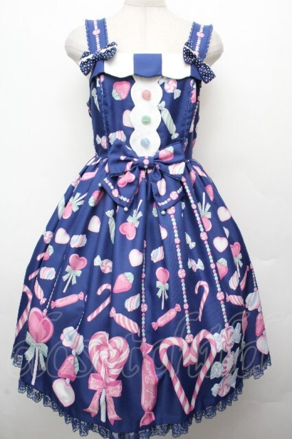画像1: Angelic Pretty / Candy Ornamentジャンパースカート  ネイビー S-26-03-24-037-AP-OP-SA-ZS (1)