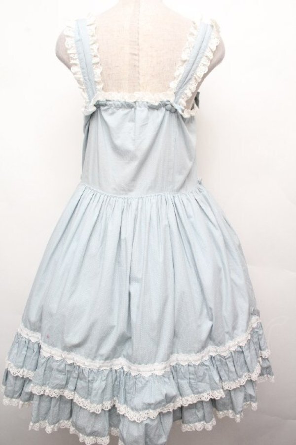 画像2: metamorphose / 裾フリルジャンパースカート（水玉）  サックス S-26-03-24-039-ME-OP-HR-ZS (2)