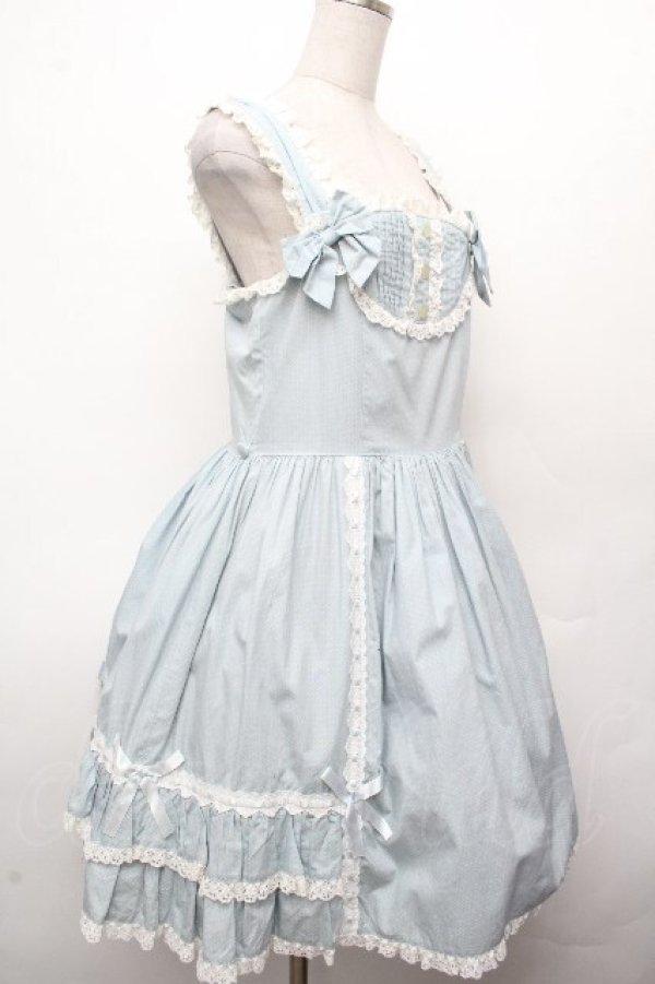 画像3: metamorphose / 裾フリルジャンパースカート（水玉）  サックス S-26-03-24-039-ME-OP-HR-ZS (3)