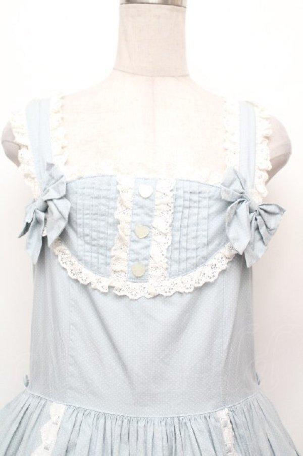 画像4: metamorphose / 裾フリルジャンパースカート（水玉）  サックス S-26-03-24-039-ME-OP-HR-ZS (4)