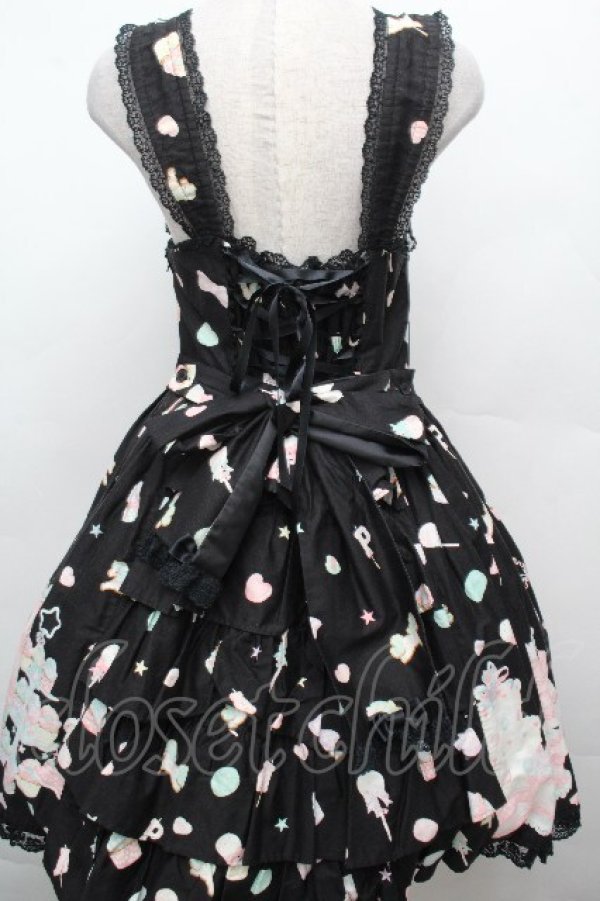 画像2: Angelic Pretty / Decoration Dream後ろフリルジャンパースカート  黒 S-26-03-24-043-AP-OP-SZ-ZS (2)