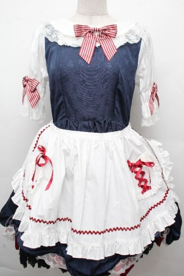 画像1: BABY,THE STARS SHINE BRIGHT / りんちゃんのグレーテルワンピースセット  白Ｘ紺Ｘ赤 S-26-03-24-046-BA-OP-SA-ZS (1)