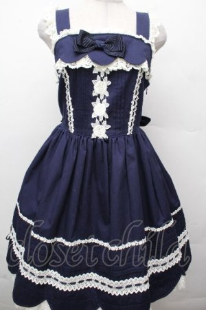 画像: BABY,THE STARS SHINE BRIGHT / リボンスカラップジャンパースカート  紺 S-26-03-24-049-BA-OP-AS-ZS