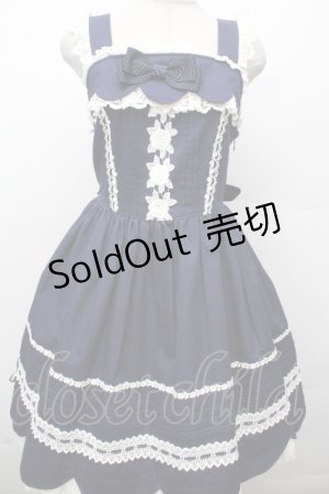 画像: BABY,THE STARS SHINE BRIGHT / リボンスカラップジャンパースカート  紺 S-26-03-24-049-BA-OP-AS-ZS