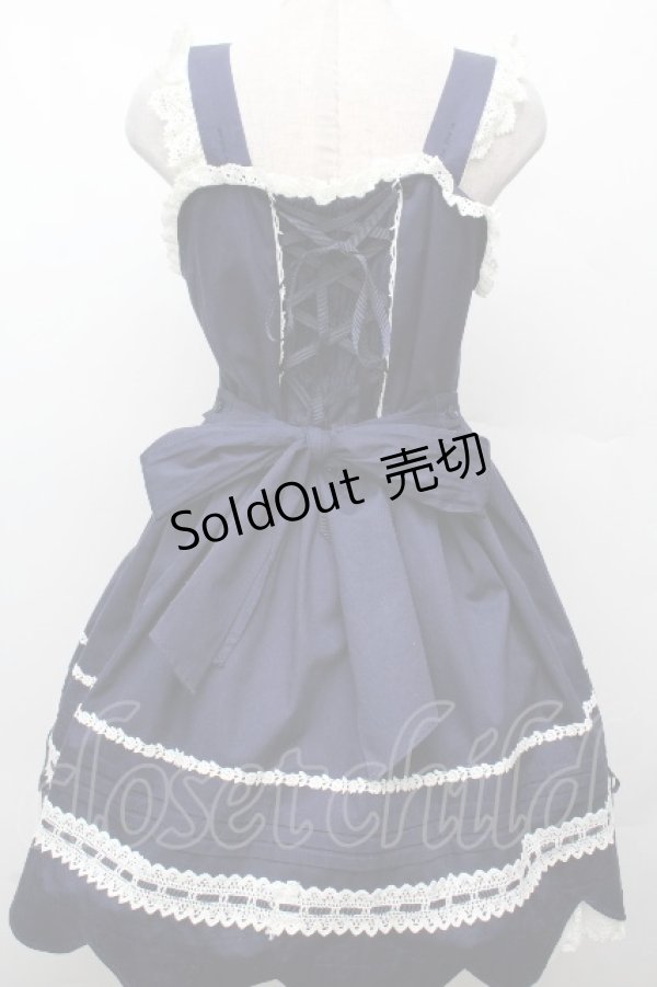 画像2: BABY,THE STARS SHINE BRIGHT / リボンスカラップジャンパースカート  紺 S-26-03-24-049-BA-OP-AS-ZS (2)