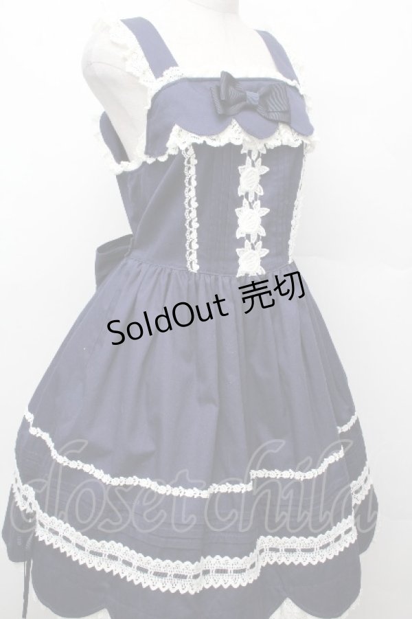 画像3: BABY,THE STARS SHINE BRIGHT / リボンスカラップジャンパースカート  紺 S-26-03-24-049-BA-OP-AS-ZS (3)