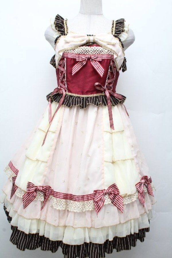 画像1: BABY,THE STARS SHINE BRIGHT / Etoile Filante  お星さまに願いを ジャンパースカート  ピンクＸボルドー S-26-03-24-053-BA-OP-SA-ZS (1)