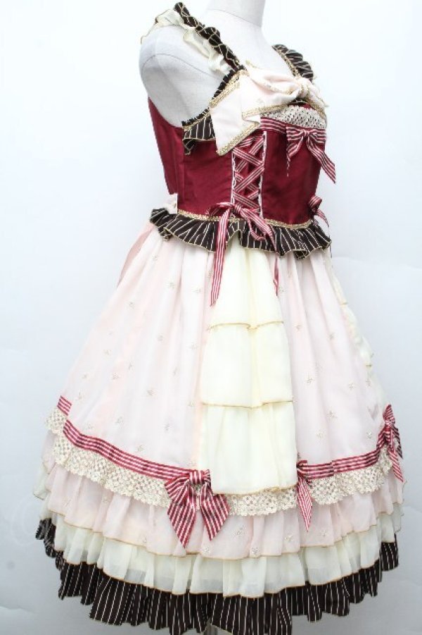 画像3: BABY,THE STARS SHINE BRIGHT / Etoile Filante  お星さまに願いを ジャンパースカート  ピンクＸボルドー S-26-03-24-053-BA-OP-SA-ZS (3)