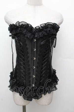 画像: MR corset / サイド編み上げコルセット  黒 S-26-03-24-054-PU-ZA-HR-ZS