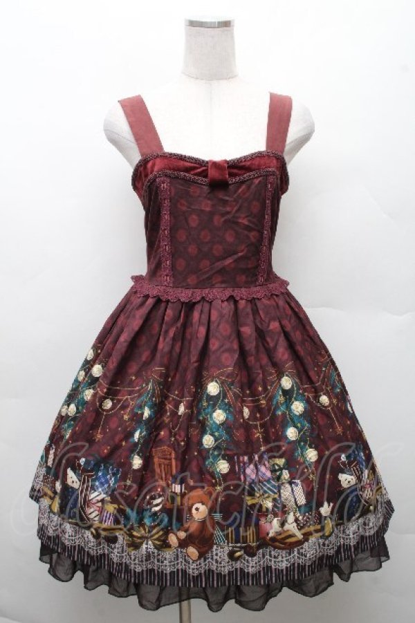 画像1: axes femme kawaii / キャロルナイトワンピース  ワイン S-26-03-24-011-AX-OP-AS-ZS (1)