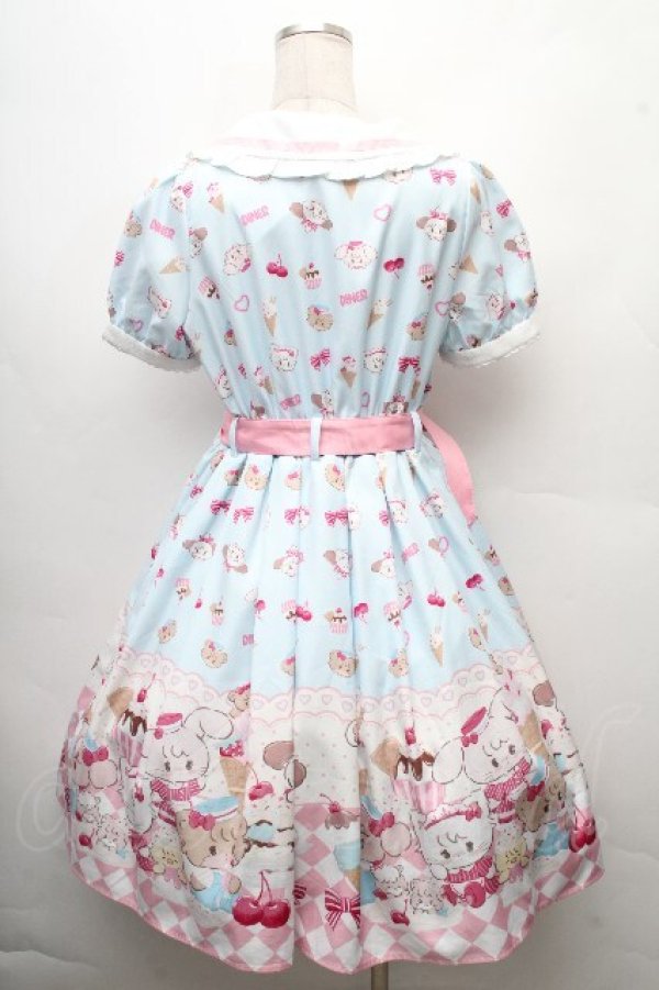 画像2: axes femme kawaii / mikko illustration × axes femme KAWAII ダイナーカフェワンピース  サックス S-26-03-24-013-AX-OP-AS-ZS (2)