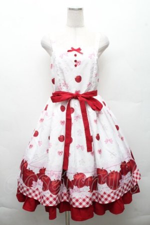 画像: Chalmiere / スウィーティアップルジャンパースカート  白 S-26-03-24-017-0-OP-HR-ZS