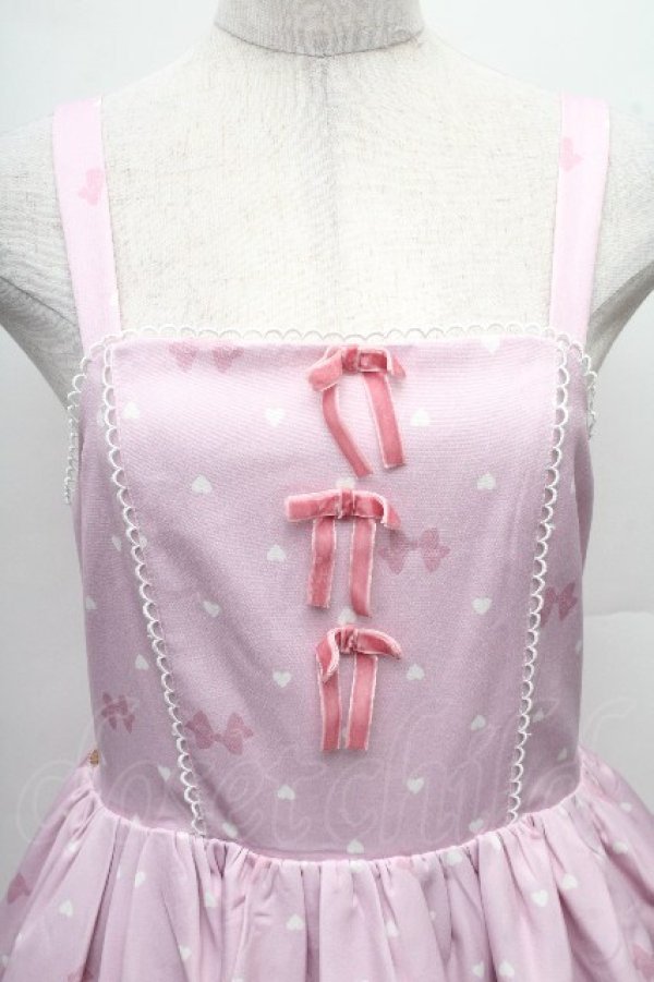 画像3: axes femme kawaii / ハートドット柄ジャンスカ  ピンク S-26-03-24-002-AX-OP-HR-ZS (3)