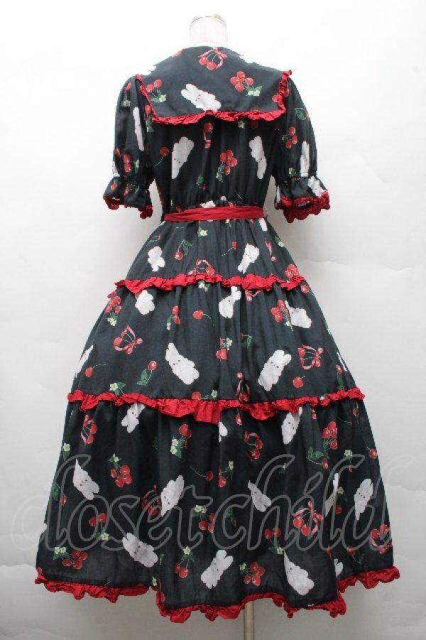 画像2: Chalmiere / チェリーバニー柄ワンピース  黒 S-26-03-24-019-0-OP-HR-ZS (2)