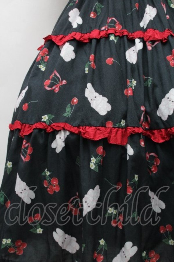画像3: Chalmiere / チェリーバニー柄ワンピース  黒 S-26-03-24-019-0-OP-HR-ZS (3)