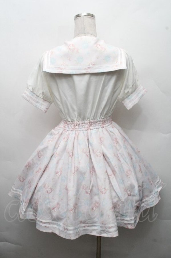 画像2: LIZ LISA / ローズプリントセーラーワンピース  白ｘピンク S-26-03-24-020-LO-OP-AS-ZS (2)