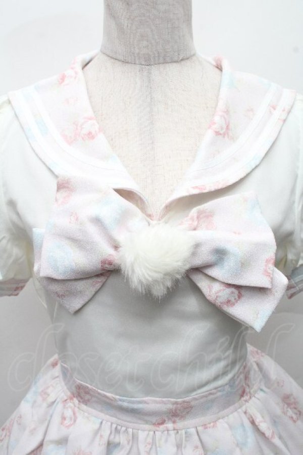 画像3: LIZ LISA / ローズプリントセーラーワンピース  白ｘピンク S-26-03-24-020-LO-OP-AS-ZS (3)