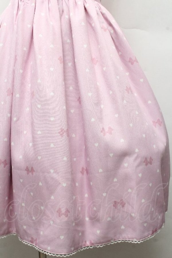 画像4: axes femme kawaii / ハートドット柄ジャンスカ  ピンク S-26-03-24-002-AX-OP-HR-ZS (4)