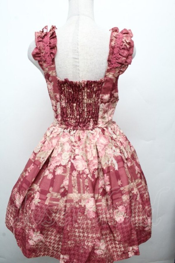 画像2: LIZ LISA / チェック×花柄ジャンスカ  ボルドー S-26-03-24-022-LO-OP-HR-ZS (2)