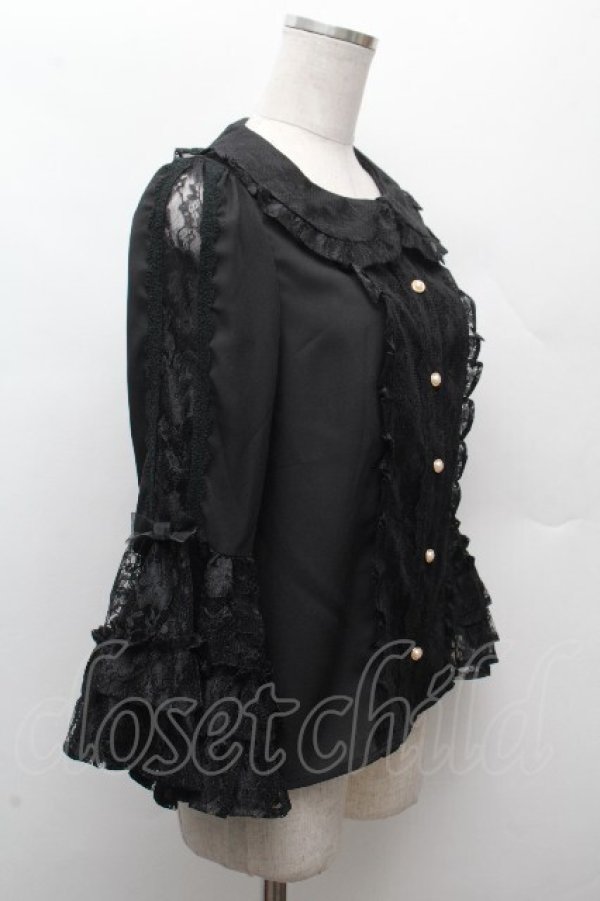 画像2: axes femme kawaii / レーシー姫袖ブラウス M 黒 S-26-03-28-033-AX-BL-TE-ZS (2)