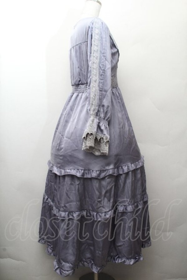 画像2: axes femme / ラインレース使ティアードワンピース  ラベンダー S-26-03-28-042-AX-OP-AS-ZS (2)