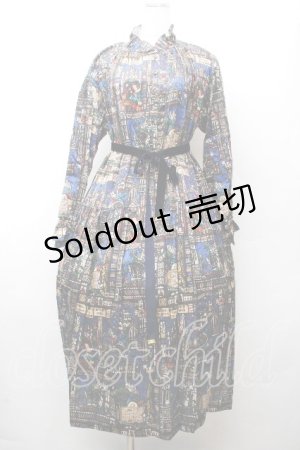 画像: Jane Marple / Grimm stained glassギャザードレス  紺 S-26-03-28-044-JM-OP-AS-ZS