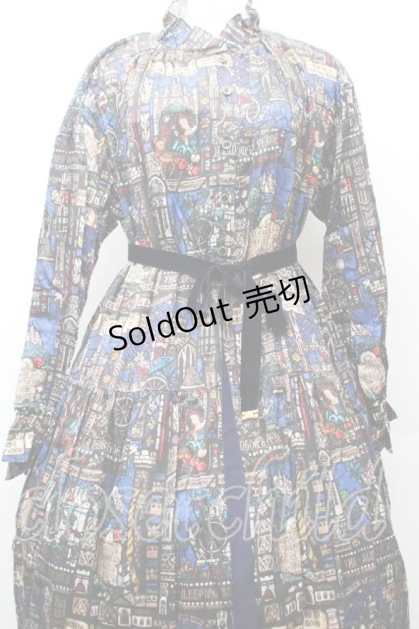 画像3: Jane Marple / Grimm stained glassギャザードレス  紺 S-26-03-28-044-JM-OP-AS-ZS (3)