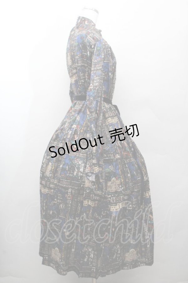 画像5: Jane Marple / Grimm stained glassギャザードレス  紺 S-26-03-28-044-JM-OP-AS-ZS (5)