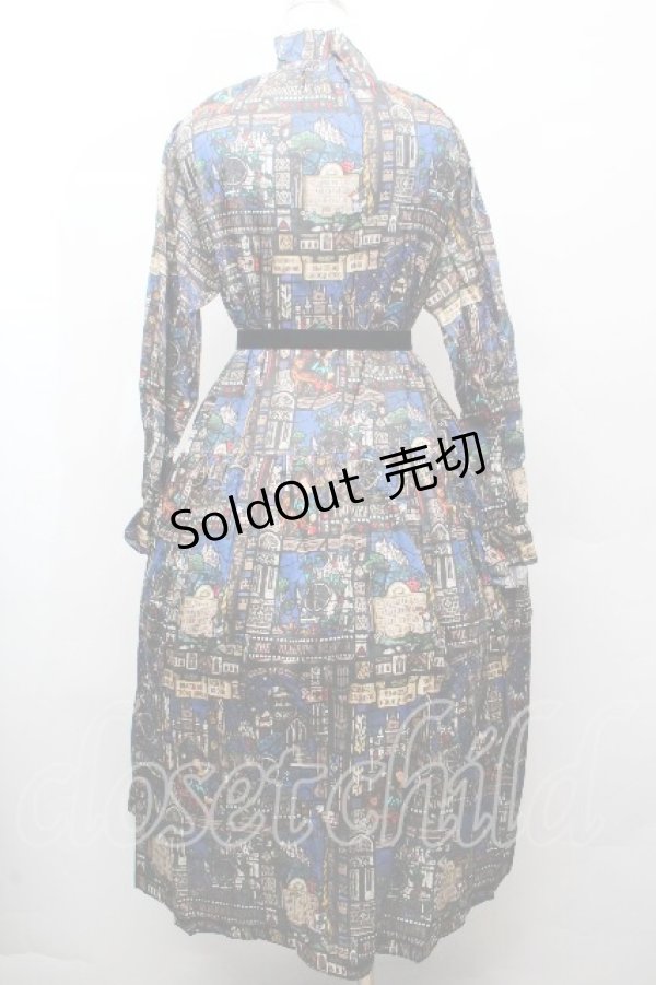 画像2: Jane Marple / Grimm stained glassギャザードレス  紺 S-26-03-28-044-JM-OP-AS-ZS (2)