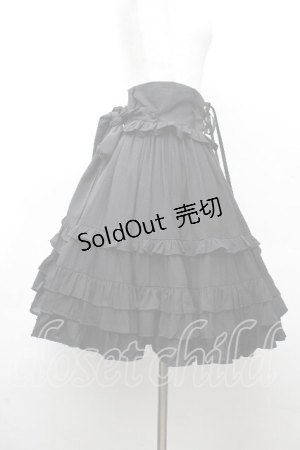 画像2: Chalmiere / レースアップフリルスカート M 黒 S-26-03-28-053-0-SK-TE-ZS (2)